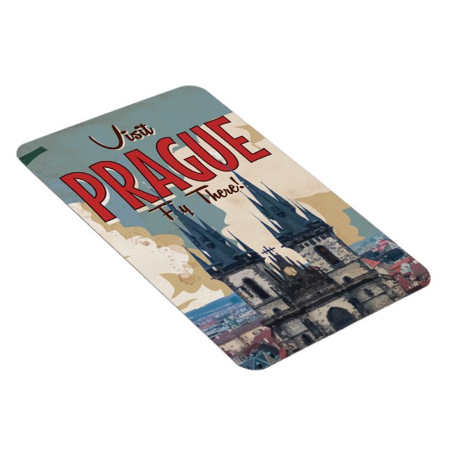 Vintage Prag, Tjeckien Resa Poster Magnet (Högersidan)