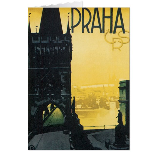 Vintage Praha Poster Hälsningskort (Framsidan)