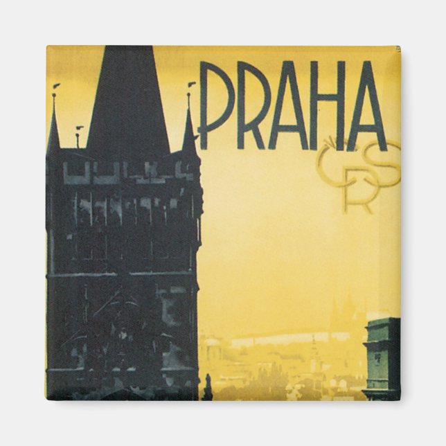 Vintage Praha Poster Magnet (Framsidan)