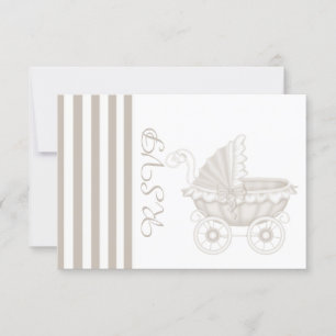 VINTAGE PRAM BABY SHOWER SEPIA/WHITE OSA KORT