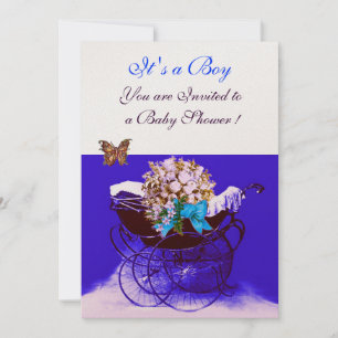 VINTAGE-PRAM MED BLOMMOR,BUTTERFLIES BABY SHOWER INBJUDNINGAR