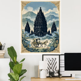 Vintage Prambanan hinduiska templet Java Indonesie Poster