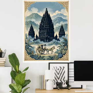 Vintage Prambanan hinduiska templet Java Indonesie Poster