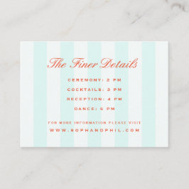 Vintage Preppy Rand Teal Orange Bröllop Tilläggskort