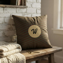 Vintage Preppy Sälggrön & Röd Randig Monogram