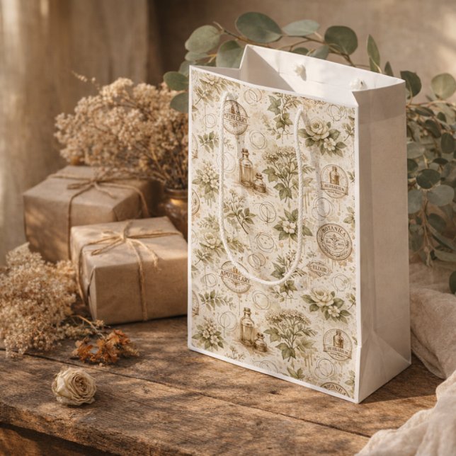 Vintage presentpåse med botaniska motiv (Skapare uppladdad)