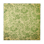 Vintage pretty green flowers floral  kakelplatta<br><div class="desc">Pretty beautiful elegant Vintage pretty green flowers floral pattern</div>