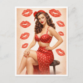 Vintage Prickig Punkt Pin-Up Postkort – Retro Glam Helg Vykort