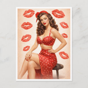 Vintage Prickig Punkt Pin-Up Postkort – Retro Glam Helg Vykort