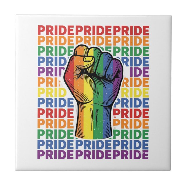 Vintage Pride Raisad Knutnäve Regnbåge Tröja Desig Kakelplatta (Framsidan)