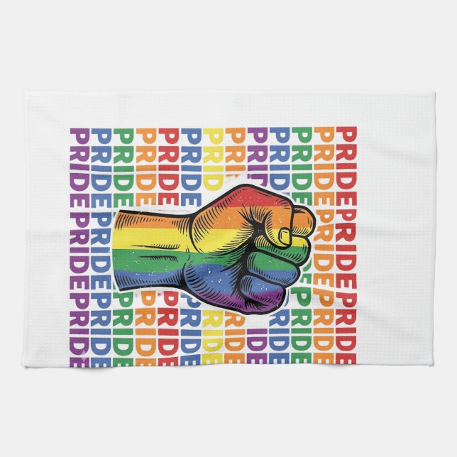 Vintage Pride Raisad Knutnäve Regnbåge Tröja Desig Kökshandduk (Horisontell)