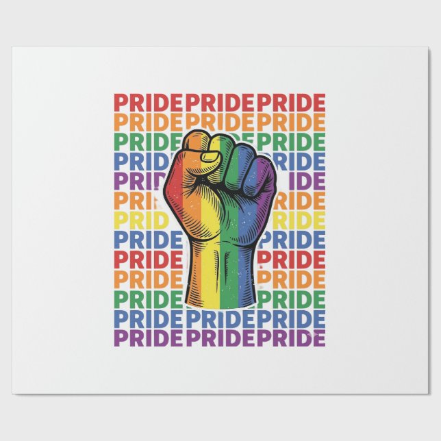 Vintage Pride Raisad Knutnäve Regnbåge Tröja Desig Presentpapper (Platt)