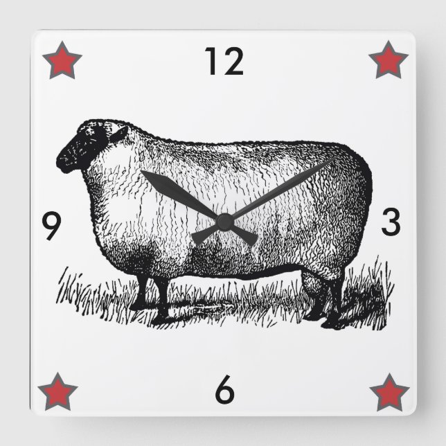 Vintage Primitiv muskelspärr för Stil Fyrkantig Klocka (Framsida)