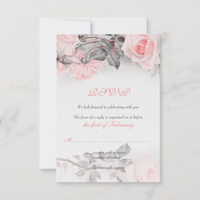 Vintage Primrose Rosa ros Bröllop OSA Card (Framsida)