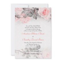 Vintage Primrose Rosa ros bröllopsinbjudan