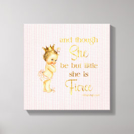Vintage Princess Baby Krona Fierce Quote Canvastryck
