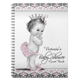 Vintage Princess Baby Shower Guest Bok Anteckningsbok