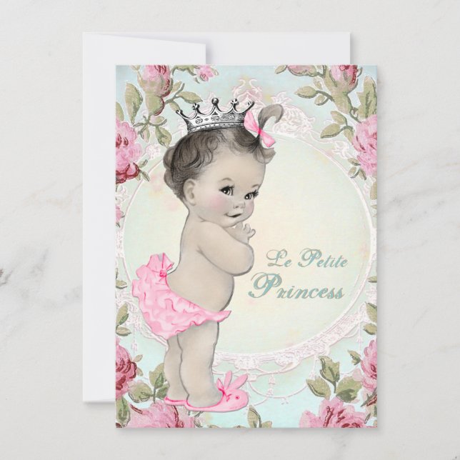 Vintage Princess Baby Shower Inbjudningar (Framsida)