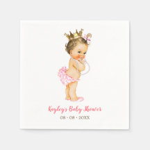 Vintage Princess Baby Shower Napkin (Pearls)