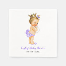 Vintage Princess Baby Shower Napkins Lila Blonde