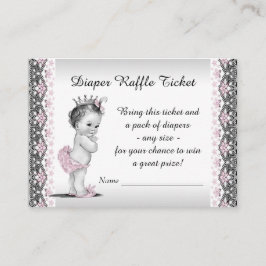 Vintage Princess Diaper Raffle Biljett Tilläggskort