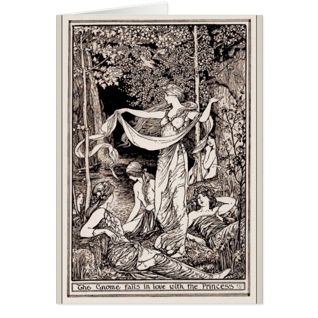 Vintage - Princess & henne domstol på sjön, Hälsningskort (Framsidan)