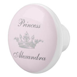 Vintage Princess Krona Rosa & Grått Personal Namn Knopp