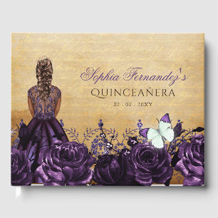 Vintage Princess Lila Fjäril Quinceañera Gästböcker