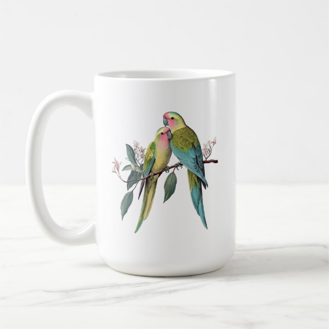 Vintage Princess Parrots Illustration Kaffemugg (Vänster)