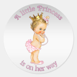 Vintage Princess Pearls Baby Shower Runt Klistermärke