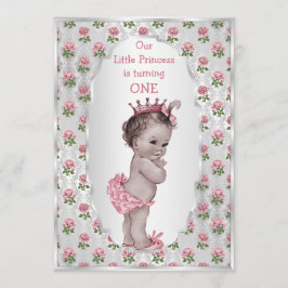 Vintage Princess Rosa ros Silver Baby födelsedag Inbjudningar