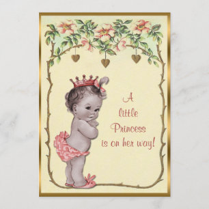 Vintage Princess Rosor & Hearts Baby Shower Inbjudningar