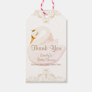 Vintage Princess Svan Girl Baby Shower Tack Presentetikett