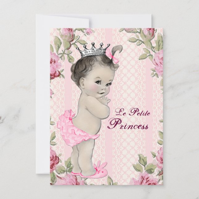 Vintage Prinsessa Bebis Shower Inbjudningar (Framsida)