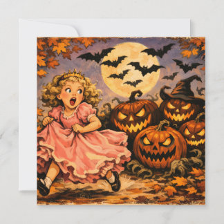 Vintage prinsessa och Halloween Jack o Lantern Kort
