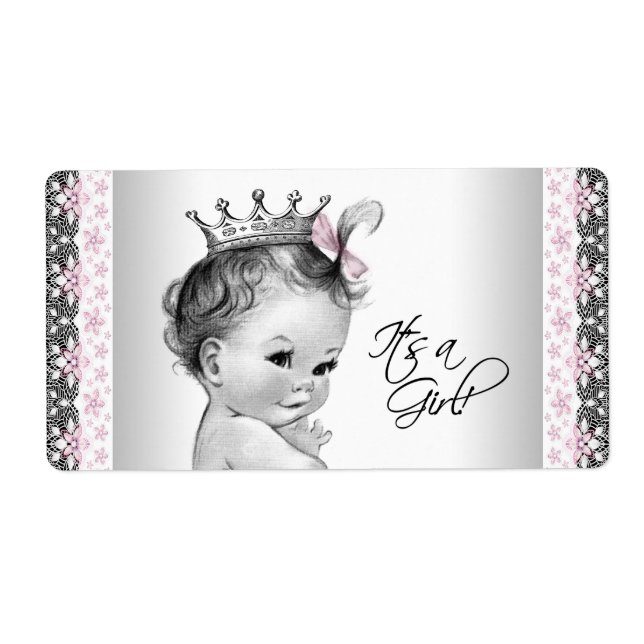 Vintage-prinsessan Vattenflasketiketter Fraktsedel (Framsidan)