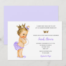 Vintage Prinsessans inbjudningar Lila Baby Blonde