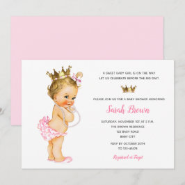 Vintage Prinsessans inbjudningar Rosa Blonde Baby