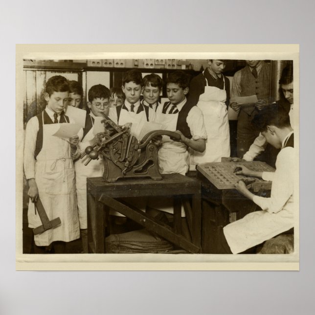 Vintage print boys Daughaday Model printing press Poster (Framsidan)