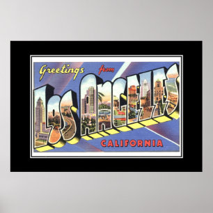 Vintage Print Hälsning Los Angeles Poster