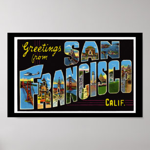 Vintage Print Hälsning San Francisco California Poster