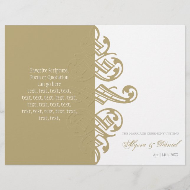 Vintage Printers Formelt Bröllopsprogram för namng (Framsida)