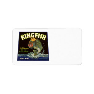 Vintage Product can Label Art, Kingfish Asparagus Adressetikett
