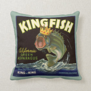 Vintage Product can Label Art, Kingfish Asparagus Kudde