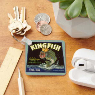 Vintage Product can Label Art, Kingfish Asparagus Nyckelring