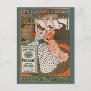 Vintage Product Label Art Pearline Modern Cleanser Vykort