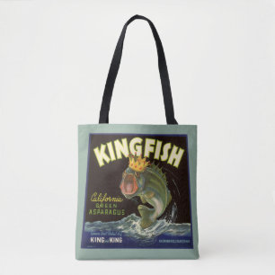 Vintage Produkt Konserverad Etikett Konst, Kingfis Tygkasse