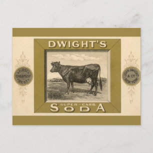 Vintage produktetikett, Dwight's Bicarbonated Soda Vykort