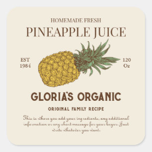 Vintage Produktetikett för ananas-Anpassningsbarna Fyrkantigt Klistermärke