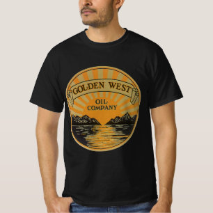 Vintage produktetikett konst, Golden West Oil Comp Tee